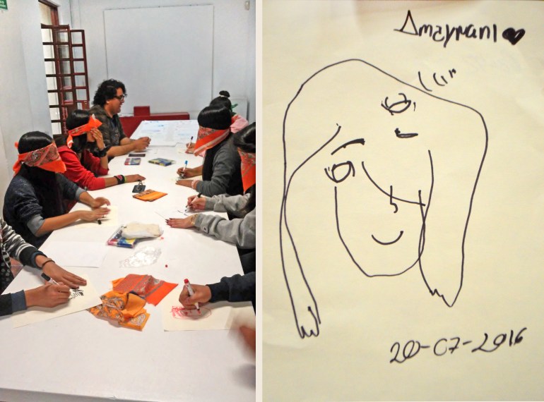 proceso dibujo a ciegas